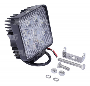 JAG96-0027 Lampa robocza LED, 27W, 10-30V, 9 EPISTAR LEDx3W, SPOT, Kwadratowa JAG
