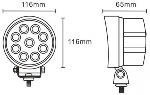 JAG96-0029 Lampa robocza LED, 27W, 10-30V, 9 EPISTAR LEDx3W, SPOT, Okrągła